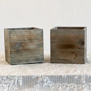 Set of Two Rustic Wood Planter Boxes Farmhouse Decor